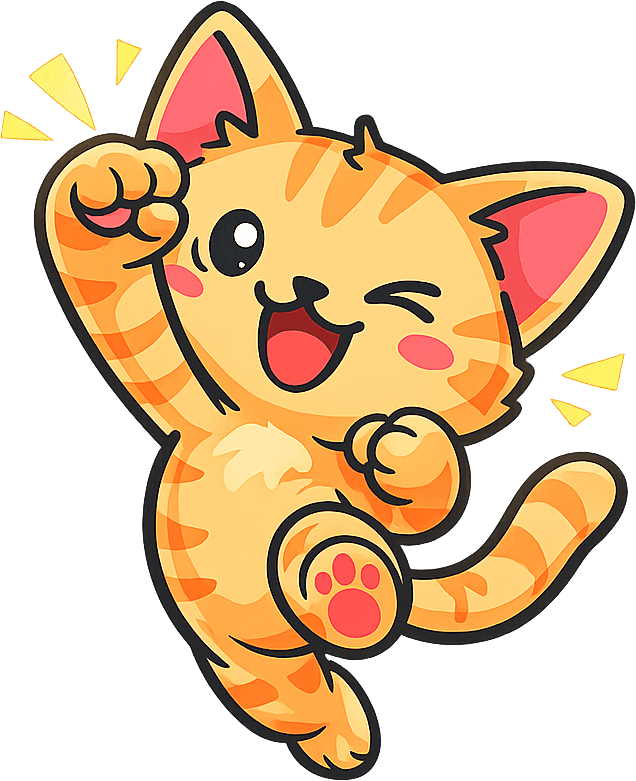 Friendly cartoon cat mascot